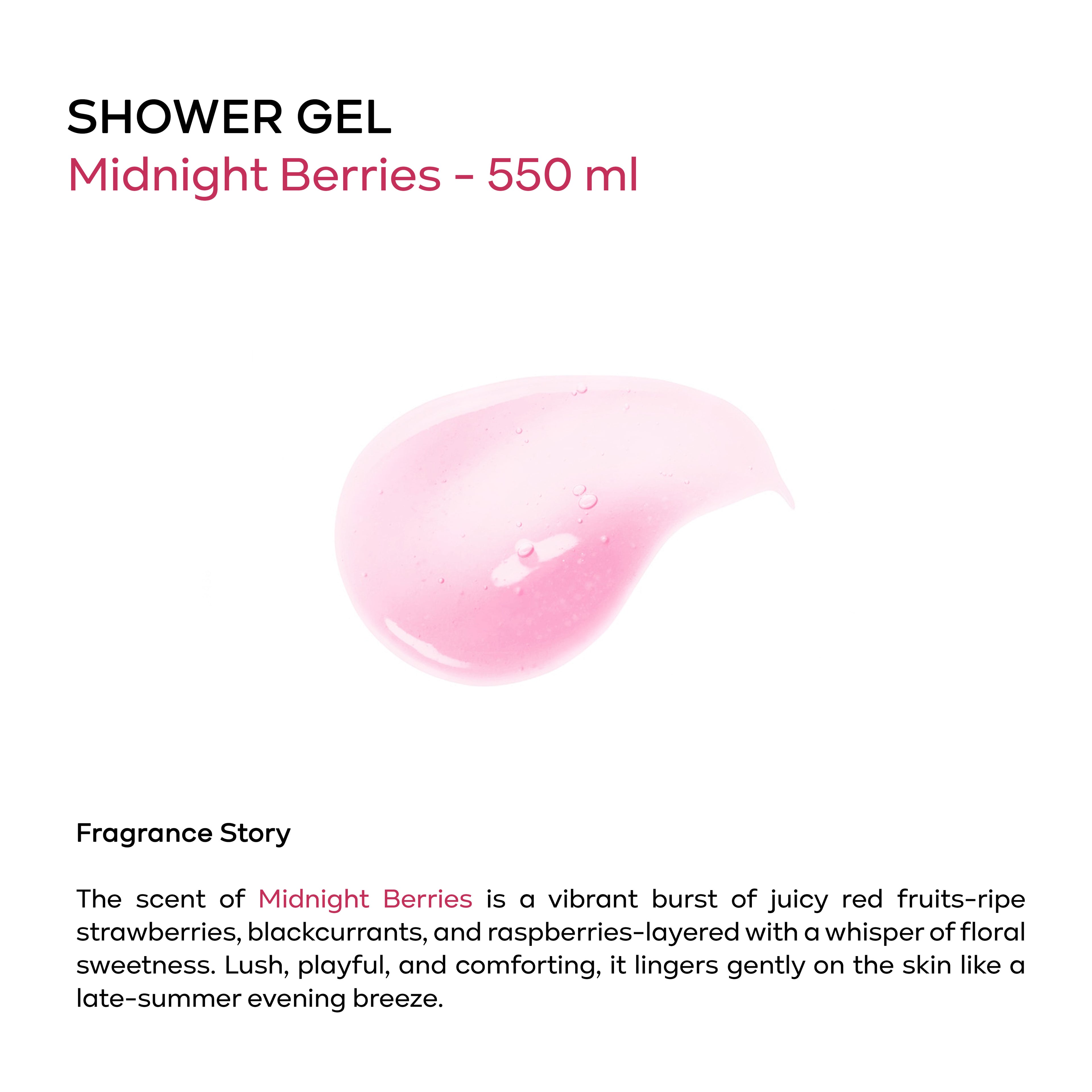 Shower Gel - Midnight Berries - 550 ml with Wall Dispenser Holder