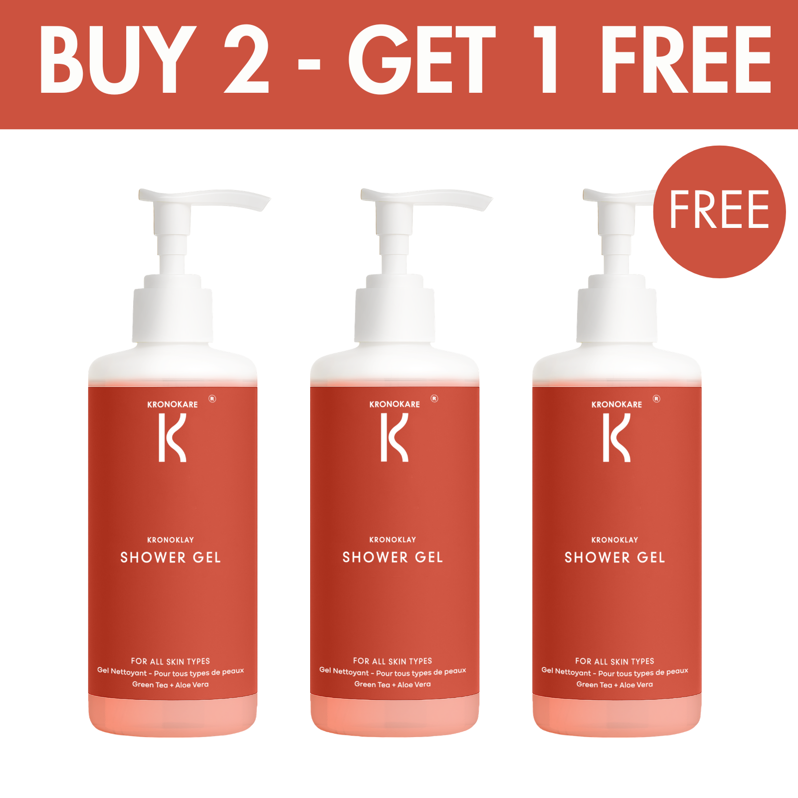 COMBO - KronoKlay SHOWER GEL - 550 ml - 3 Units – Buy 2 Get 1 Free