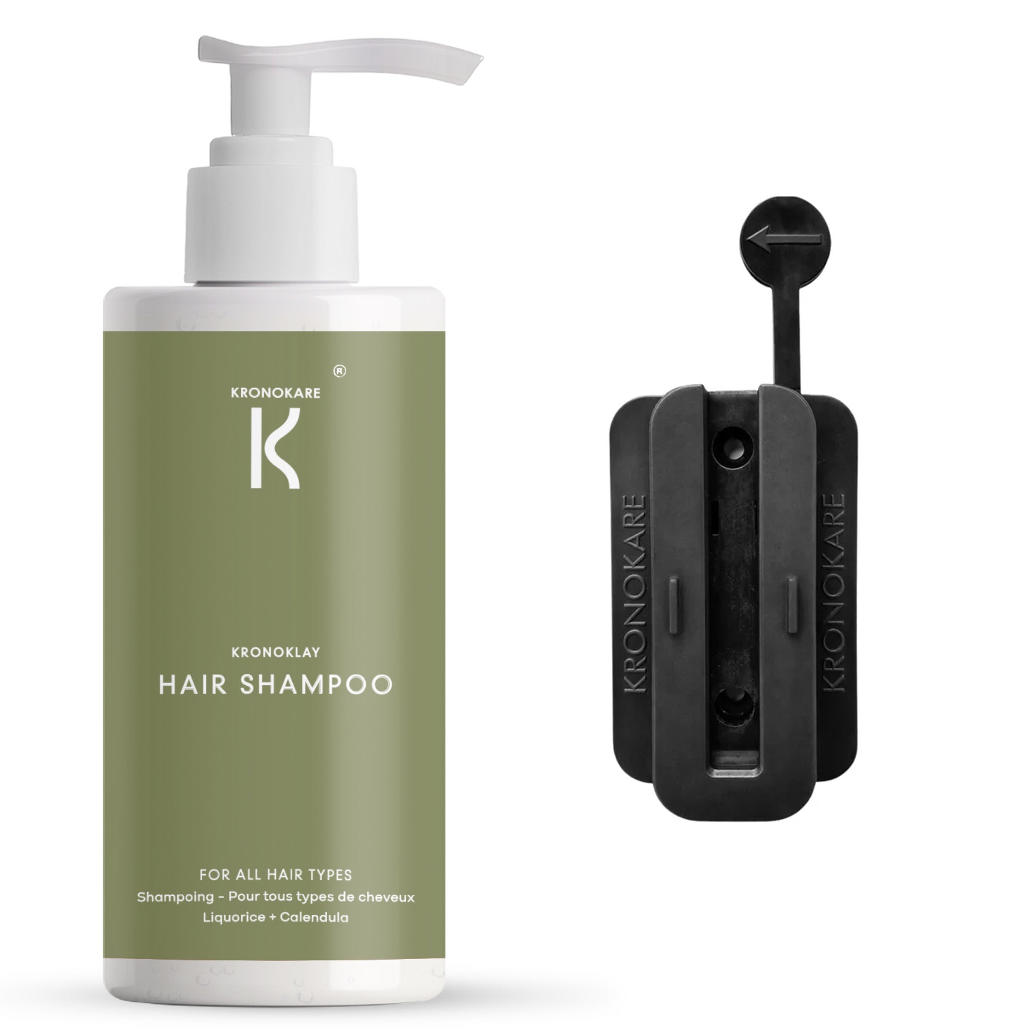 Hair Shampoo - Kronoklay - 550 ml with Wall Dispenser Holder