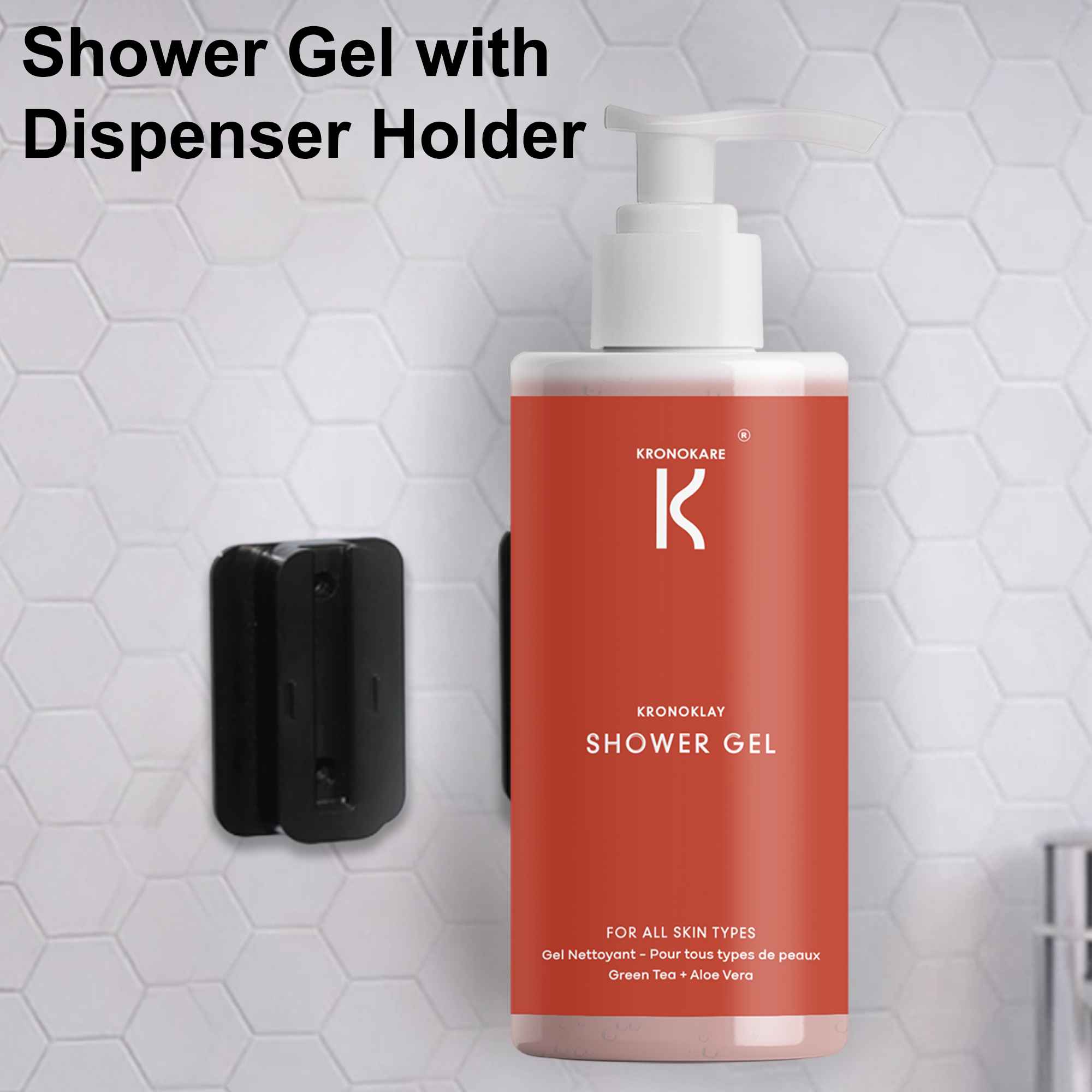 Shower Gel - Kronoklay - 550 ml with Wall Dispenser Holder