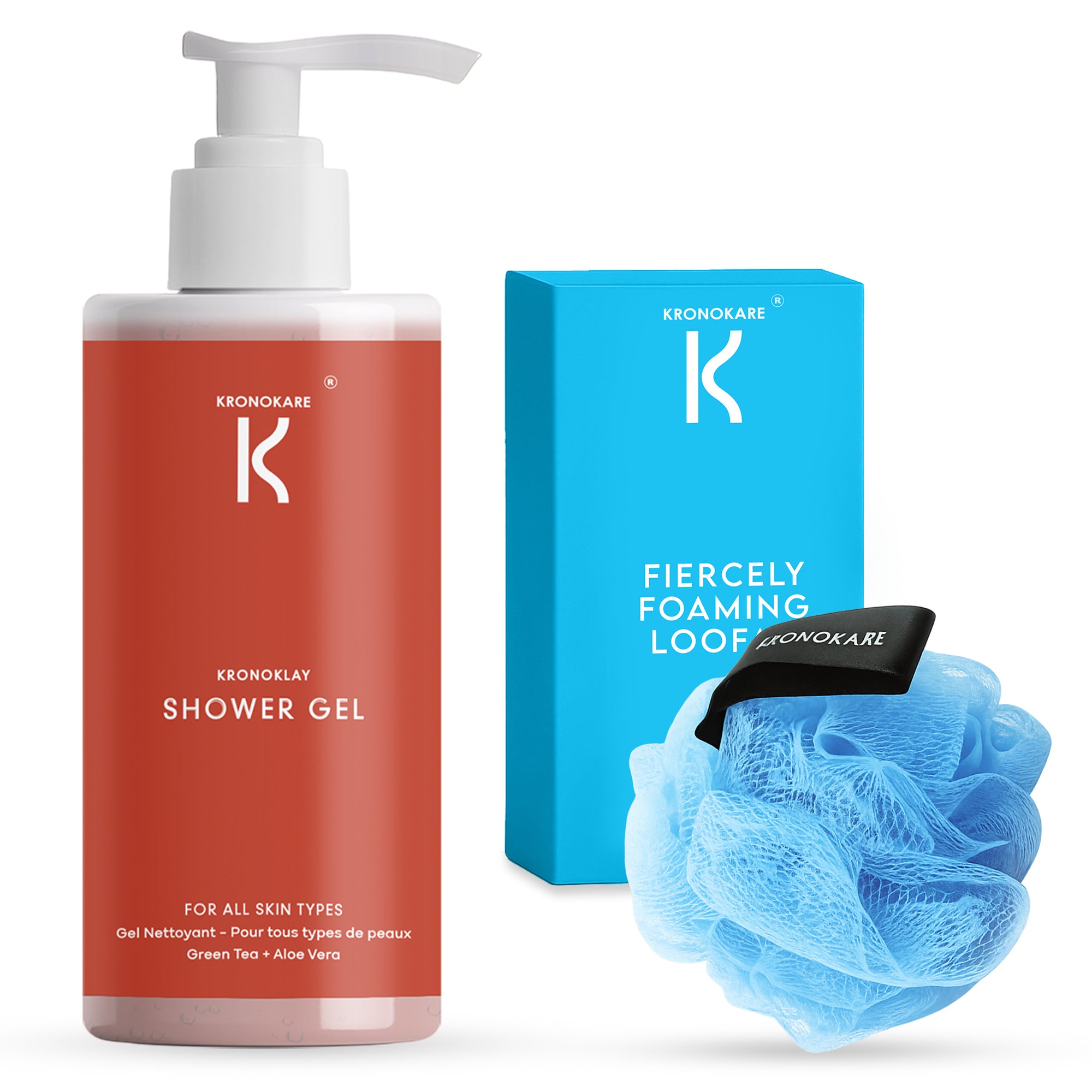 Shower Gel - Kronoklay - 550 ml with Loofah – Foaming Combo