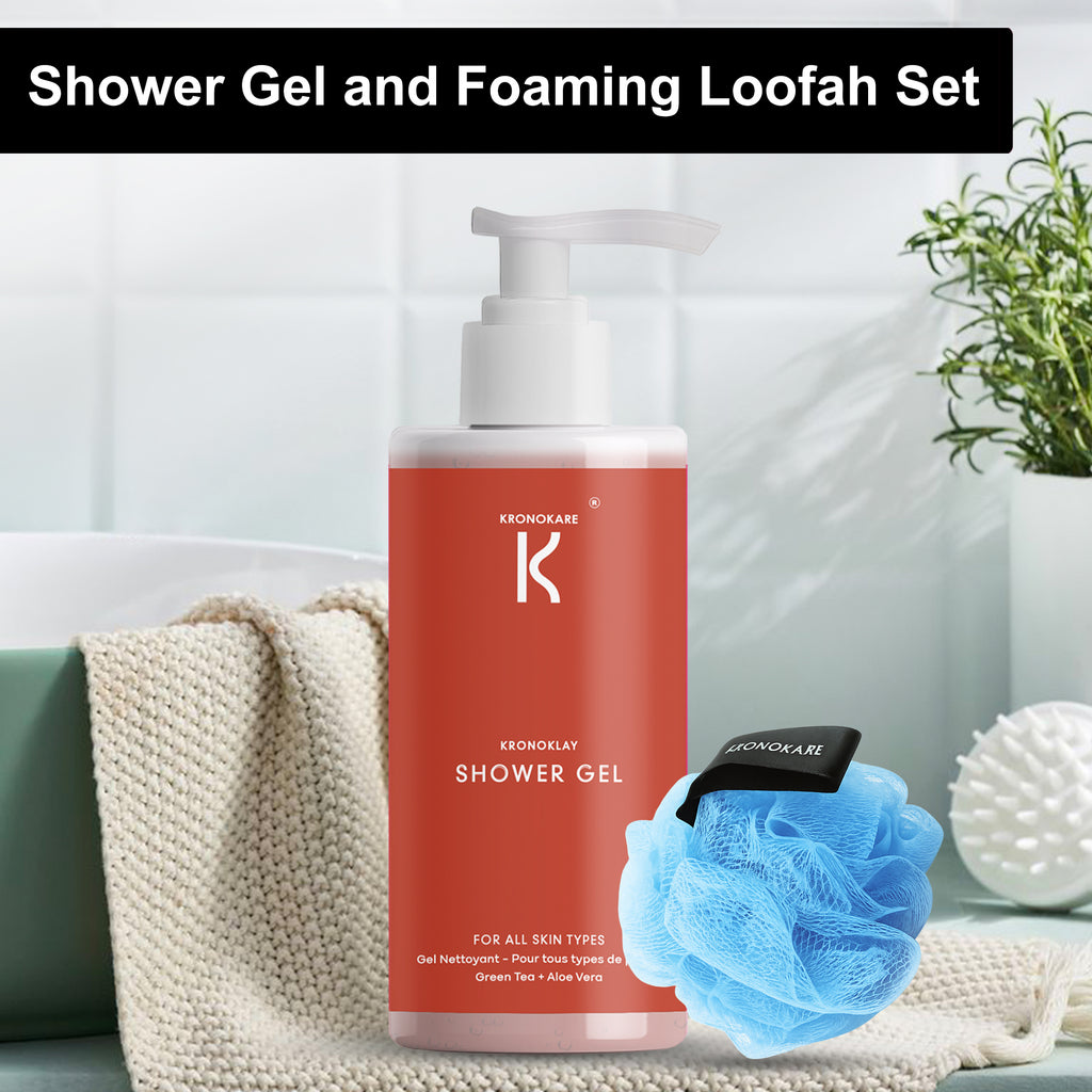 Shower Gel - Kronoklay - 550 ml with Loofah – Foaming Combo