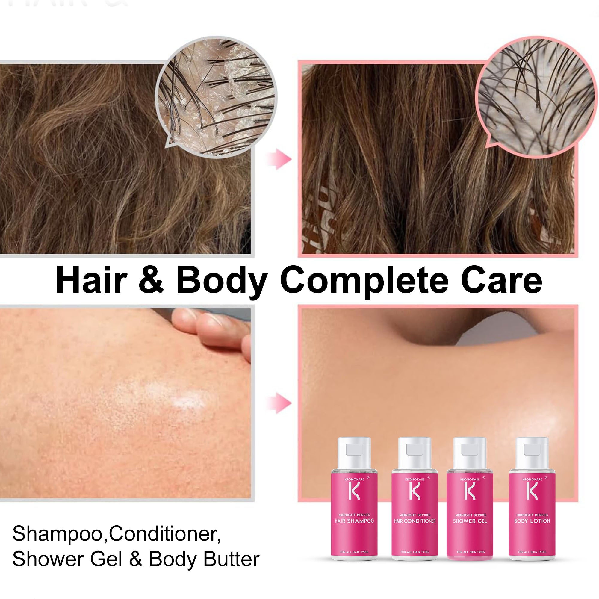 Midnight Berries Travel Kit (Pack of 4) – Hair & Body Care Essentials Combo