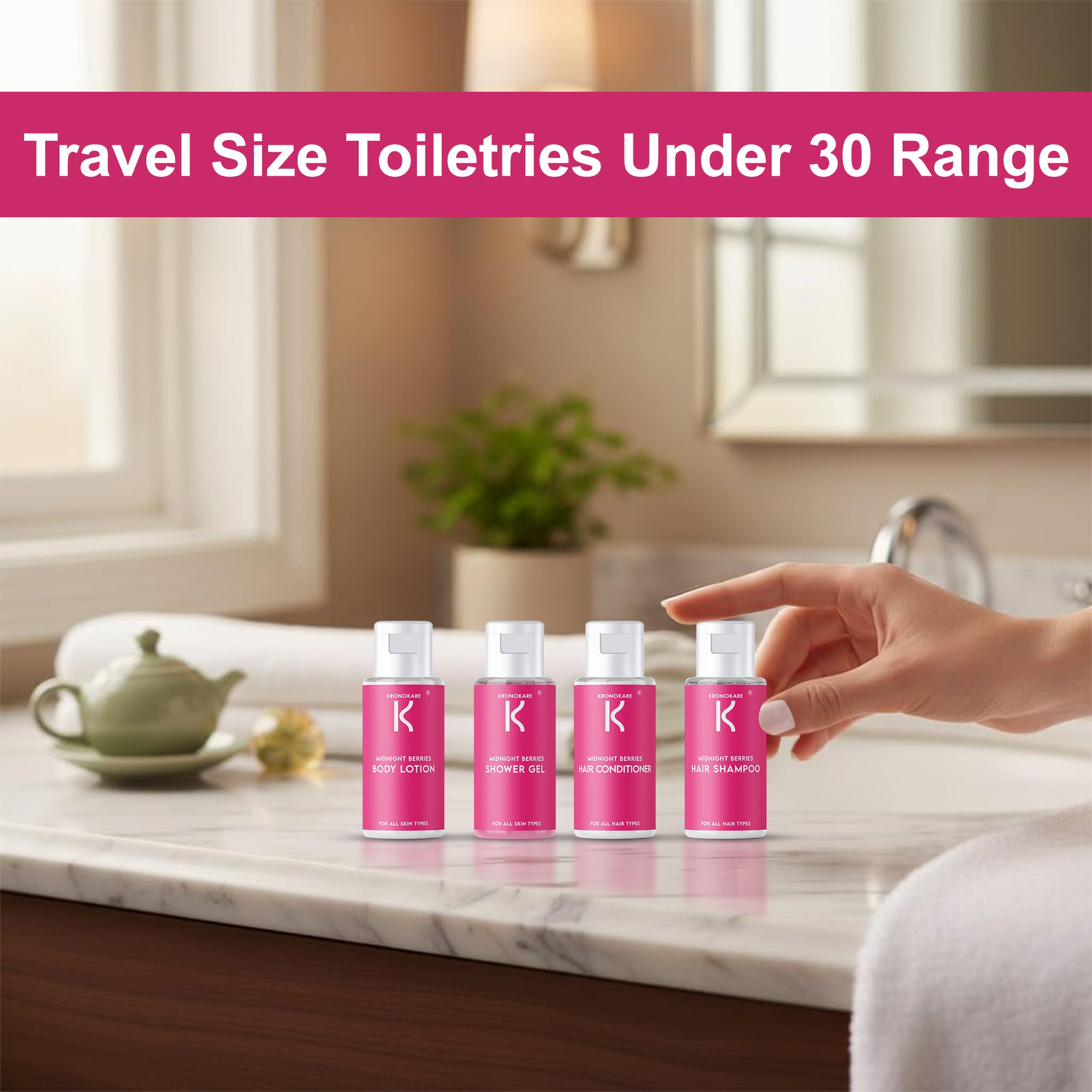 Midnight Berries Travel Kit – Shampoo, Conditioner, Shower Gel & Body Lotion