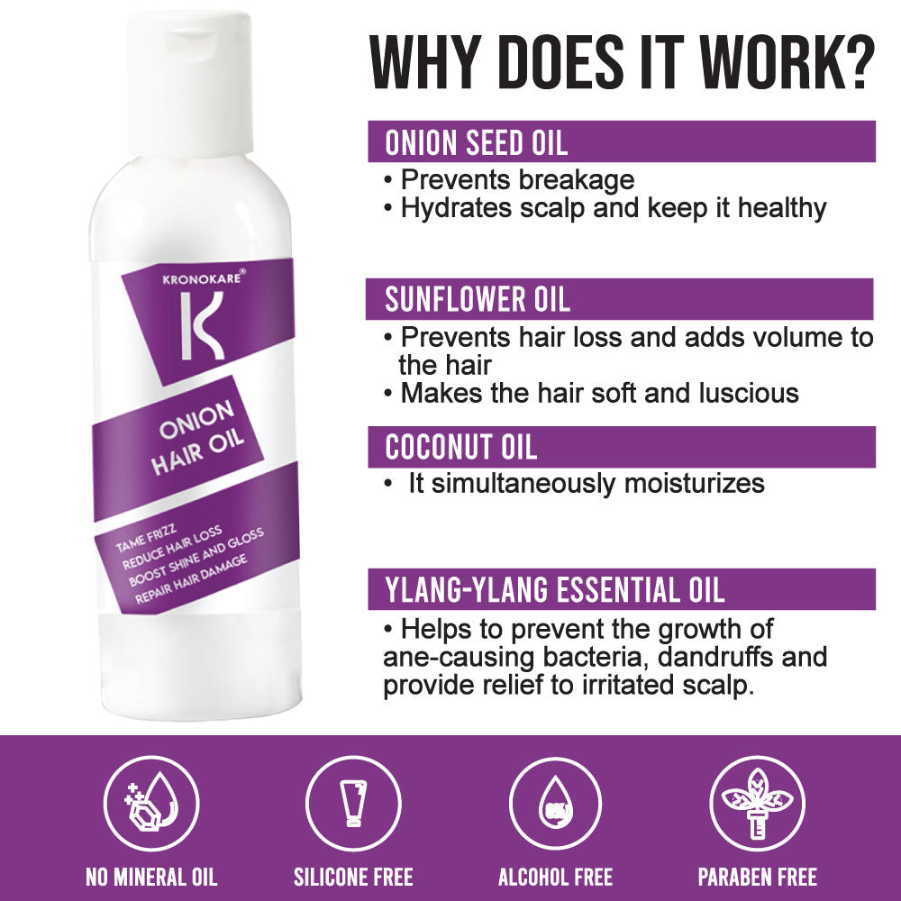 Onion Hair Oil For Reduce hair loss & Repair hair damage - KronoKare